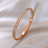 Zirconia Inlaid Stainless Steel Rose Charm Bracelet