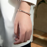 Zirconia Inlaid Stainless Steel Rose Charm Bracelet