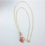 Pink Enamel Pearl Clavicle Chain Necklace for Girlfriend