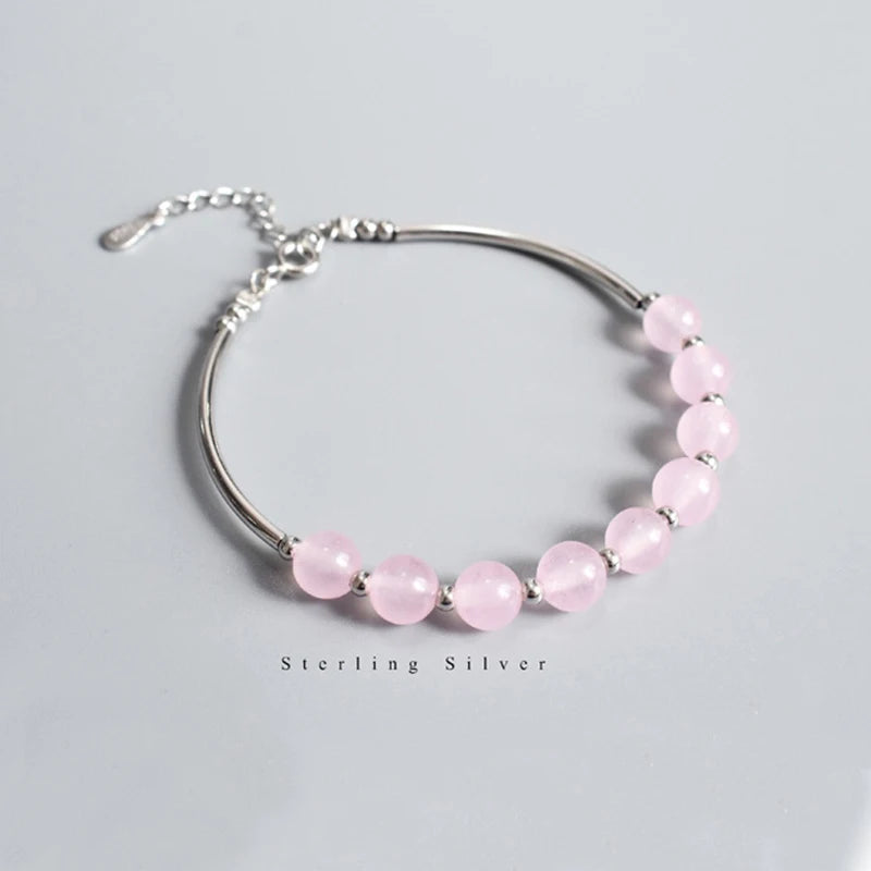Rose Quartz Sterling Silver Bracelet for Women YBR165