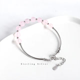 Rose Quartz Sterling Silver Bracelet for Women YBR165