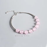 Rose Quartz Sterling Silver Bracelet for Women YBR165