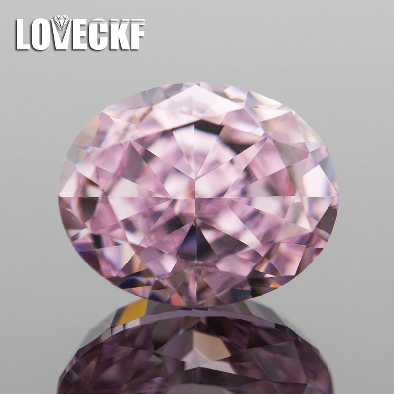 Light Pink Oval Crushed Ice CZ High Carbon Lab Diamond 5A+ 4K Cut