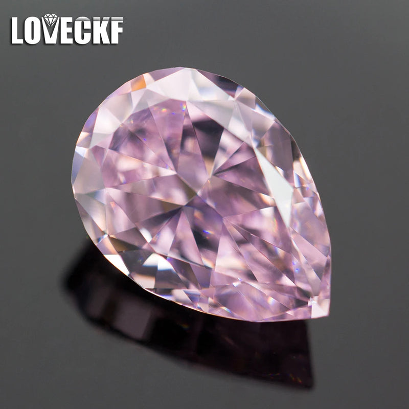 Light Pink Pear Crushed Ice CZ Lab Diamond 4K Cut 5A+ Gemstone