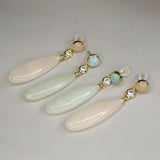 Pink Quartz Jade Gemstone Dangle Earrings 925 Sterling Silver