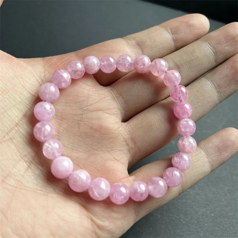 Purple Kunzite Bracelet Natural Stone Beads Spodumene Jewelry