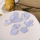 10pcs Light Purple Flower Geometric Round Butterfly Pendant Beads DIY Jewelry