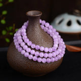 Light Purple Crystal Bracelet 6mm Round Beads Lucky for Women Multilayer Jewelry