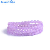Light Purple Crystal Bracelet 6mm Round Beads Lucky for Women Multilayer Jewelry