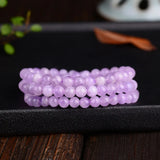 Light Purple Crystal Bracelet 6mm Round Beads Lucky for Women Multilayer Jewelry