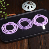 Light Purple Crystal Bracelet 6mm Round Beads Lucky for Women Multilayer Jewelry