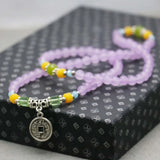 Light Purple Chalcedony Crystal Beads Bracelet with Ancient Coin Pendant
