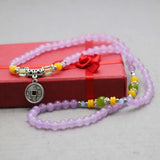 Light Purple Chalcedony Crystal Beads Bracelet with Ancient Coin Pendant