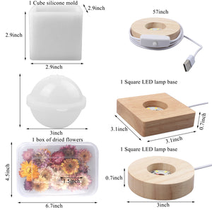 Resin Sphere & Square Lamp Silicone Mold Set with USB Power