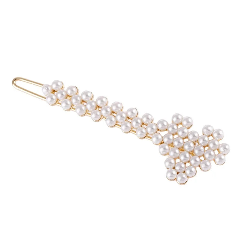 Yellow Alloy Geometric Shape Pearl Hair Jewelry Women Gift