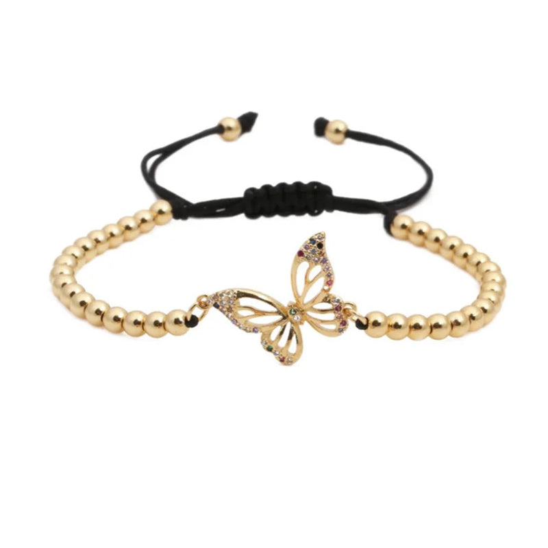 Light Yellow Butterfly CZ Elastic Bracelet