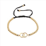 Yellow Weave Double Circle CZ Bracelet