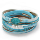 Light Yellow Pearl Crystal Layer Leather Bracelet