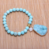 Light Yellow Crystal Dyed Green Turquoises Beads Bracelet