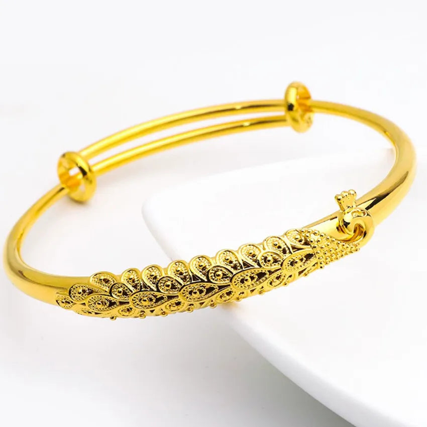 Light Yellow Metal Peacock Bangle for Anniversary Gift