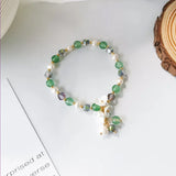 Yellow Shell Flower Garnet Stone Bracelet with Pearl Jewelry