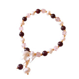Yellow Shell Flower Garnet Stone Bracelet with Pearl Jewelry