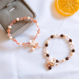 Yellow Shell Flower Garnet Stone Bracelet with Pearl Jewelry