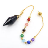 Yellow Tiger Eye Stone Pyramid Pendant with Beads Chain