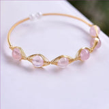 Yellow Wire Wrap Citrines Crystal Bangle with Amethysts