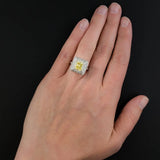 Yellow Square Spinel Wedding Ring for Women Silver Anniversary Jewelry