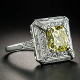 Yellow Square Spinel Wedding Ring for Women Silver Anniversary Jewelry