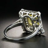 Yellow Square Spinel Wedding Ring for Women Silver Anniversary Jewelry