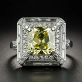 Yellow Square Spinel Wedding Ring for Women Silver Anniversary Jewelry