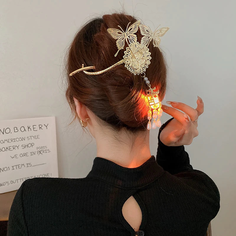 Vintage Style Lantern Palace Pearl Tassel Hairpin
