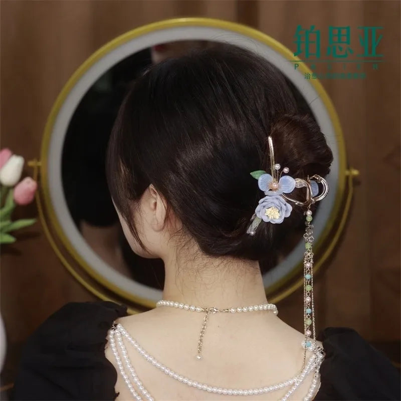 Light Flower Tassel Hair Clip, Sen Claw, Hairpin, Shark Clip