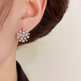 Zircon Snowflake Pearls Earrings Women Jewelry