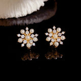 Zircon Snowflake Pearls Earrings Women Jewelry