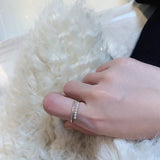 Zircon Pearl Double Row Open Ring Wedding Jewelry