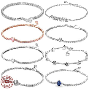 925 Sterling Silver Tennis Adjustable Bracelet for Women