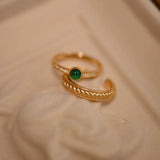 Green Agate Stacking Rings for Women