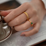 Green Agate Stacking Rings for Women