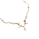 Antique Natural 7-8mm Pearl Necklace, 18K Pendant, Retro Style