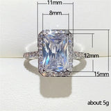925 Silver Square Moissanite Ring for Women's Engagement