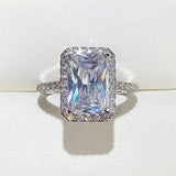 925 Silver Square Moissanite Ring for Women's Engagement