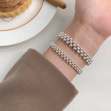 S925 Sterling Silver Bead Bracelet Handmade Lady Elastic Bead Bracelet