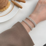 S925 Sterling Silver Bead Bracelet Handmade Lady Elastic Bead Bracelet