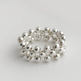 S925 Sterling Silver Bead Bracelet Handmade Lady Elastic Bead Bracelet