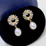Freshwater Pearl Women's Earrings 18K Stud Earrings