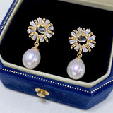 Freshwater Pearl Women's Earrings 18K Stud Earrings