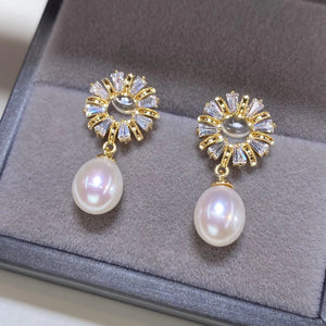 Freshwater Pearl Women's Earrings 18K Stud Earrings